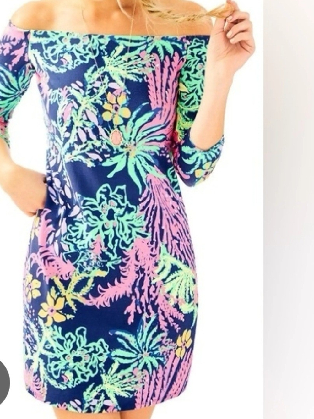 Lilly Pulitzer Off-Shoulder Laurana mini dress in Indigo all a Glow